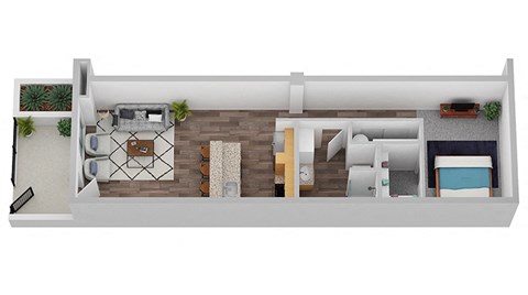 a floor plan of a studio floor plan with virtual staging at 6 Wood Flats, Lacey, WA 98503